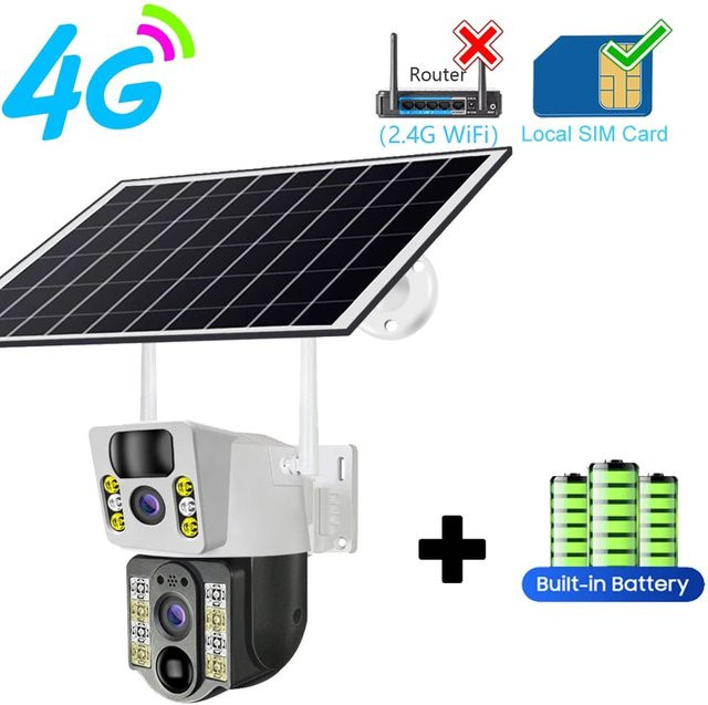 LS VISION Solar Kamera mit 4G und 2,4G WiFi, 360 Grad Überwachung, IP CCTV Smart Home Sicherheitssystem mit PIR Humanoiden Erkennung, Weiß - Bild 1