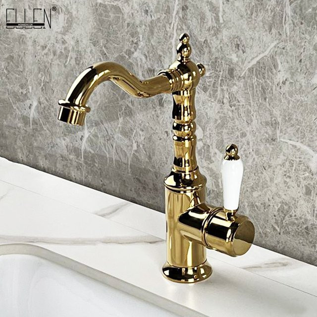 Ellen Badezimmer Waschbecken Wasserhahn für Heiß- und Kaltwasser in Gold, EL6118G - Bild 1
