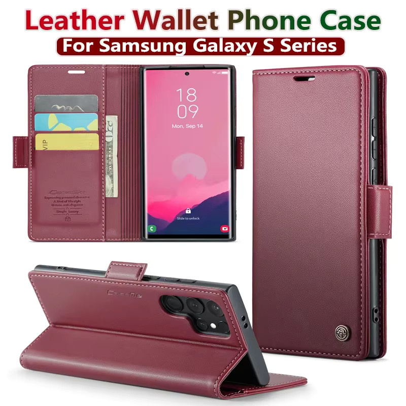 Flip Wallet Lederhülle für Samsung Galaxy S25 S24 S23 S22 S21 Ultra Plus FE A57 A37 A27 A17 A56 A36 A26 in Blau - Bild 2