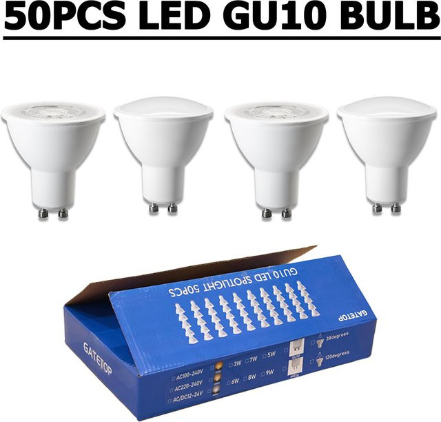 50er-Pack GU10 LED-Glühbirnen von Deroc Lights, flimmerfreie Spot-Leuchten in Weiß, verschiedene Farbtemperaturen und Leistungen für dein Zuhause - Bild 1