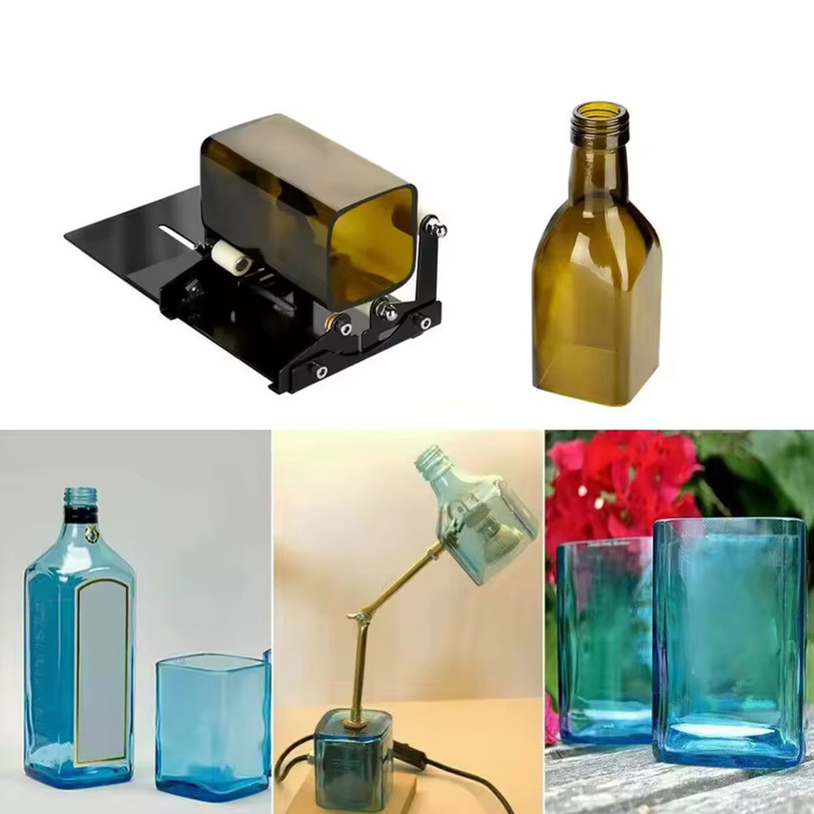 Skeyo Glasflaschenschneider aus Metall in Schwarz für runde und quadratische Flaschen - Bild 4