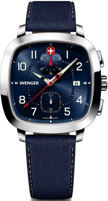 Wenger Chronograph, Quarz, Edelstahl, 40 mm, Blau, Herren - Bild 1