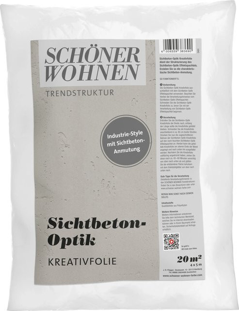 Schöner Wohnen Kreativfolie in Sichtbeton-Optik mit Trendstruktur, Grau, Transparent - Bild 1