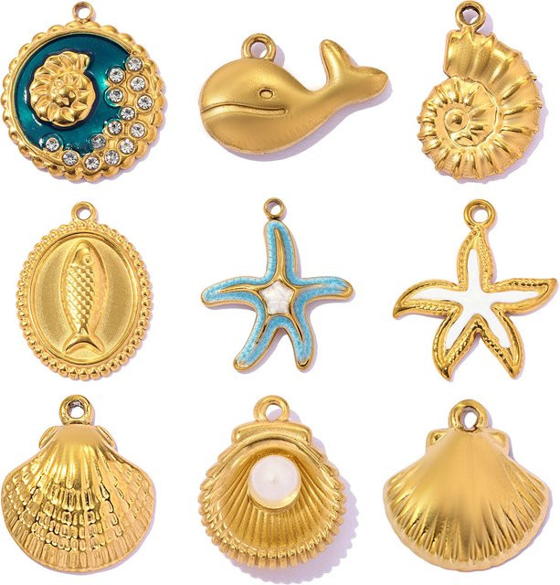 LAVIXMIA Anhänger-Set Edelstahl, Gold, Kristall, Damen - Bild 1
