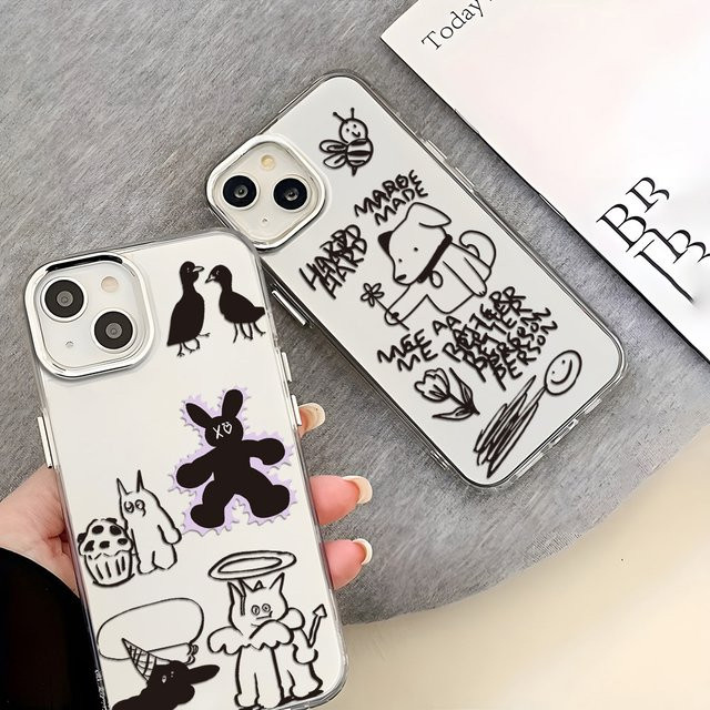 Transparente Monster-Handyhülle mit Schwarz-Weiß-Design für iPhone 11 bis iPhone 17 Pro Max, Stoßfeste Luxus-Schutzhülle - Bild 1