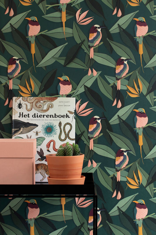 Studio Ditte Tapete Birds in Grün und Multicolour mit Natur- und Tiermotiven, Vlies-Tapete für Kinderzimmer, Breite: 48,5 cm, Höhe: 280 cm - Bild 2