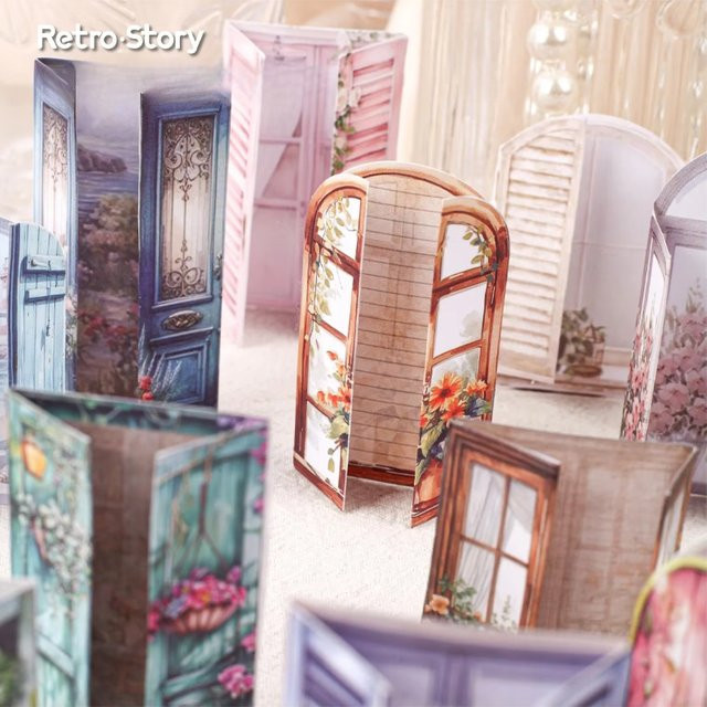 10 Stück Vintage Fenster und Tür Aufkleber Set in Multicolour aus Papier - Bild 1