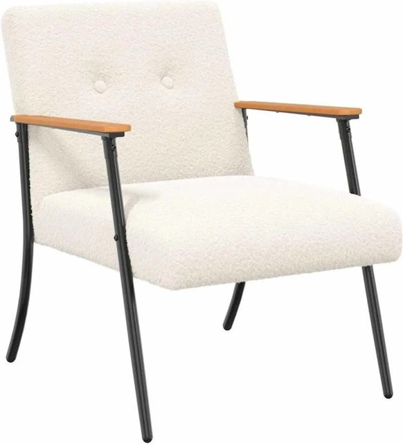vidaXL Sessel in Creme mit Bouclé-Stoff und Armlehnen, B/T/H: 59 x 75 x 78 cm - Bild 1