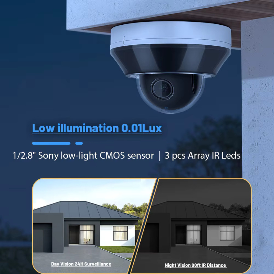 Vikylin MD2.0 Dome PTZ IP-Kamera mit 6MP Auflösung, 3X Zoom und IR-Nachtsicht, Hik-kompatibel, Farbe: Weiß - Bild 5