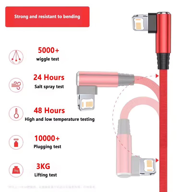 90-Grad USB-C auf Lightning Schnellladekabel für iPhone in Schwarz, 2m oder 3m Länge - Bild 6