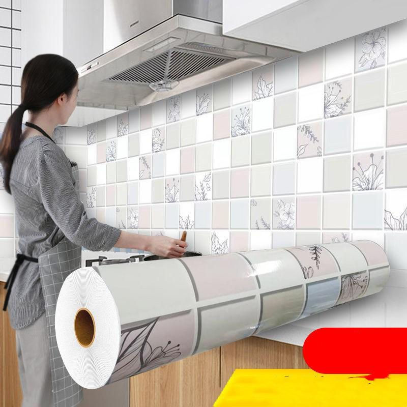 Selbstklebender Küchenherd-Aufkleber von Loving A Better Life in Blau mit geometrischem Muster, ölbeständig, wasserfest und hochtemperaturbeständig, B: 60 cm, H: 300 cm - Bild 2