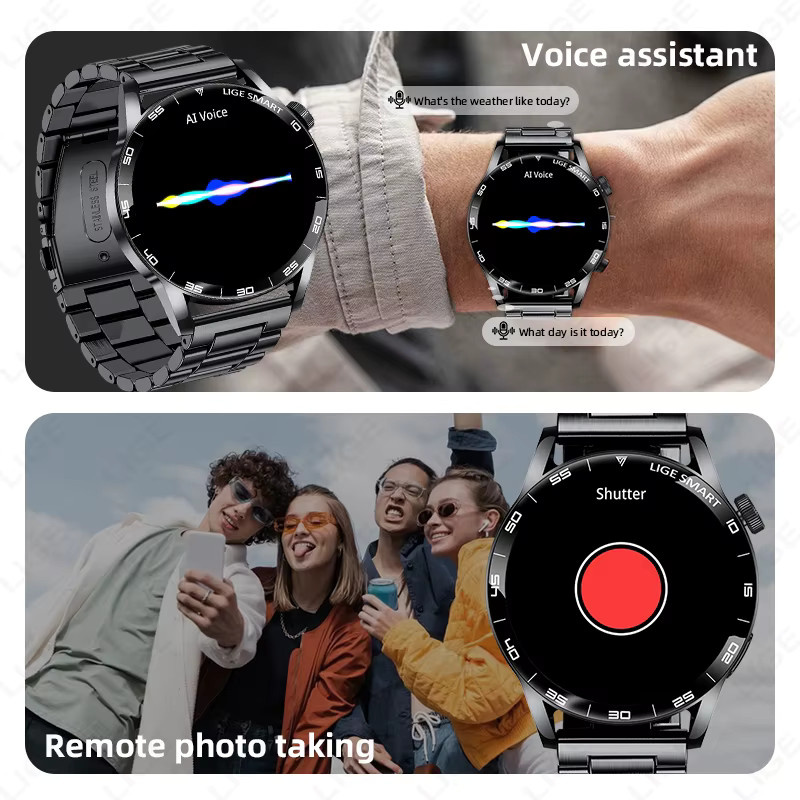 LIGE Smartwatch für Herren und Damen mit Bluetooth-Anruffunktion, Herzfrequenzmesser und IP68 wasserdicht, in Schwarz oder Gold - Bild 3