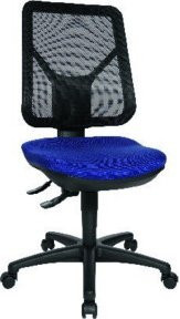 Topstar Bürodrehstuhl Blau mit Lendenwirbelstütze und Rollen für weiche Böden ohne Armlehnen - Bild 1