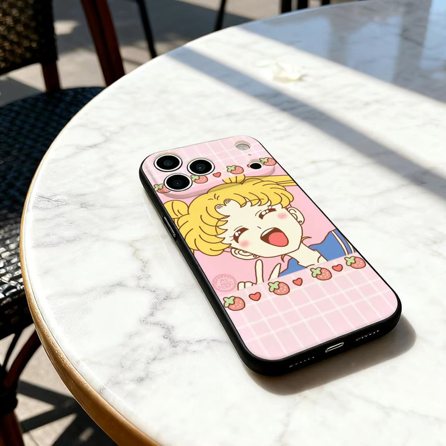Anime S-Sailors Girl M-Moons Handyhülle für iPhone 17 16 15 14 13 12 11 Pro Max Plus Air Mini Soft Case in Schwarz - Bild 3