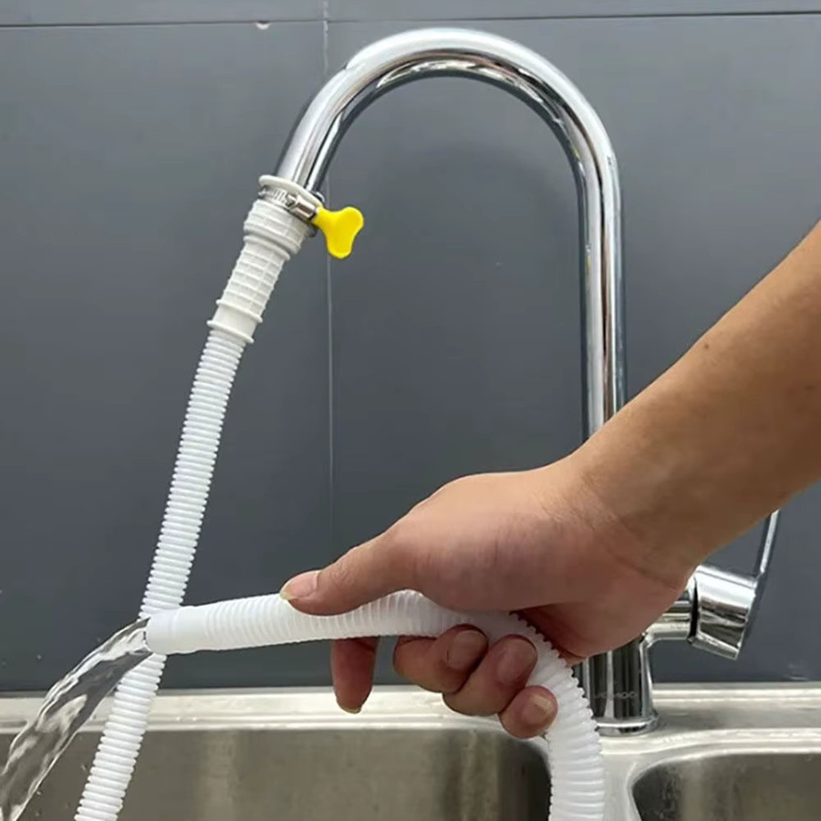 Flexibler Ablaufschlauch für Wasserhahn aus weißem PP Sanitär-Material - Bild 3