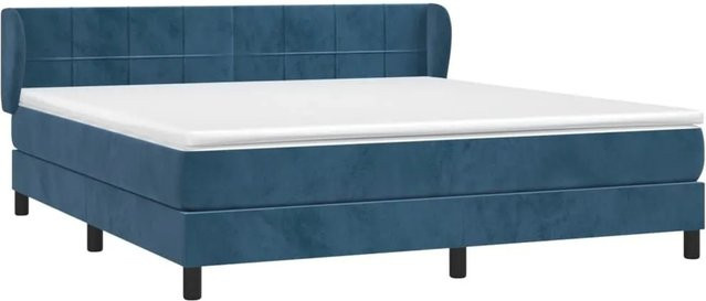 vidaXL Boxspringbett mit Matratze in Dunkelblau aus Samt, Hybrid-Design mit Taschenfederkern, B/T: 180 x 200 cm - Bild 1