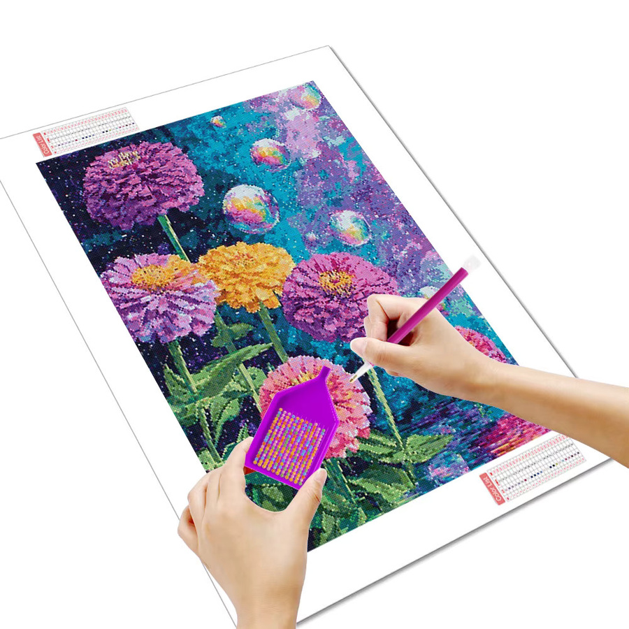 Huacan 5D Diamant-Malerei Blumen Motiv in Mehrfarben zur Wanddekoration - Bild 2