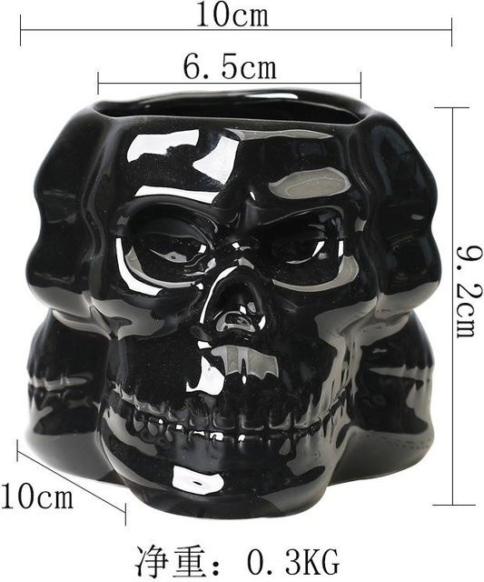 XQ We Wantice Personalisierter Blumentopf aus weißem Porzellan in polyedrischer Schädelform für Sukkulenten und Schreibtischdeko - Bild 1