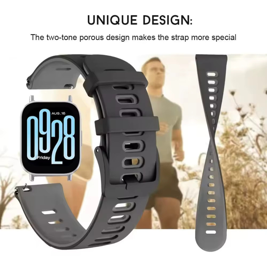 Uhrenarmband Silikon, Schwarz, 22mm 20mm, für Redmi Watch 5 Active, Huawei Watch 5, Redmi Watch 5 Lite - Bild 2