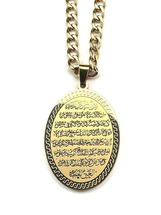 AFAWA Halskette, Medaillen-Anhänger, Edelstahl, Gold, Unisex - Bild 2