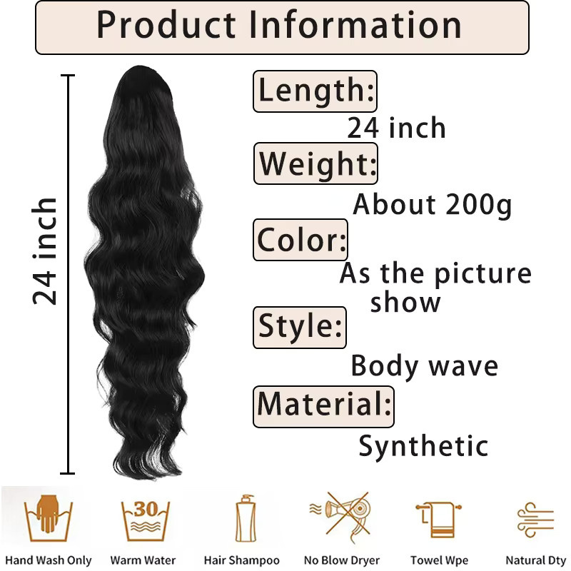 ISIGROSI Clip-on-Pferdeschwanz Haarverlängerung, gewellt, 61 cm, Damen - Bild 2