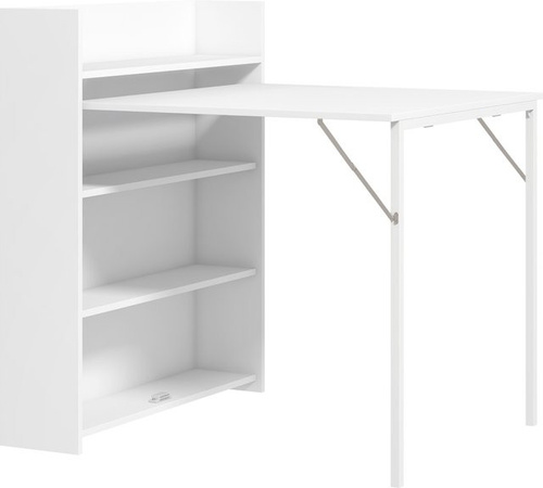 HOMCOM Klappbarer Esstisch mit 4-stufigen Regalen für 3 Personen in Weiß, B/T/H: 80 x 90 x 93 cm
