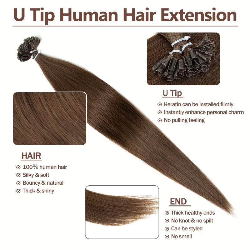 Boymia U-Tip Fusion Haarverlängerungen, Keratin, Echthaar, Damen - Bild 2