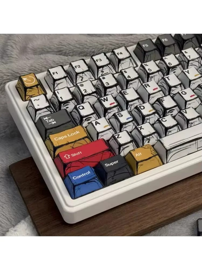 Comic Mixed Lights PBT Tastenkappen im Cherry-Profil für mechanische MX-Switches, 136 Stück, Mehrfarbig - Bild 6