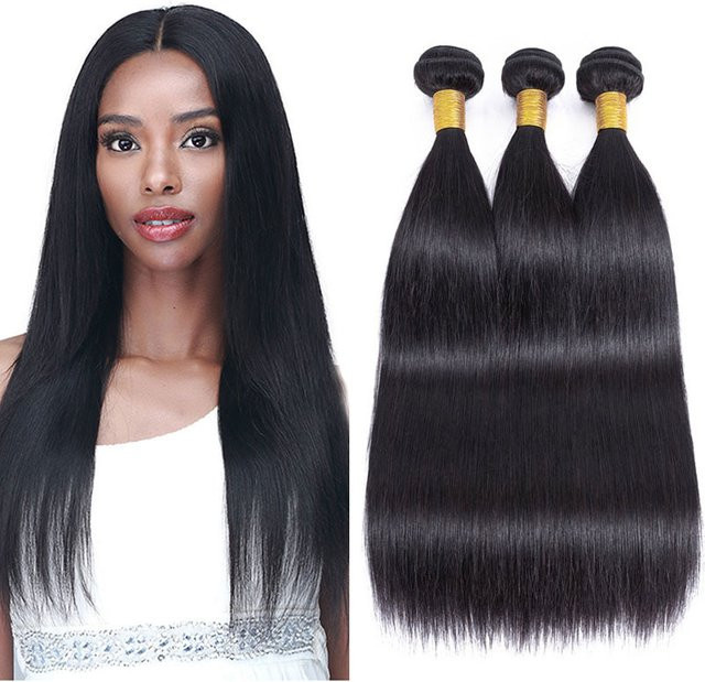Linhua Haarbundles, Peruanische Haarwebart, Gerade, Schwarz, 100 g/Teil - Bild 1