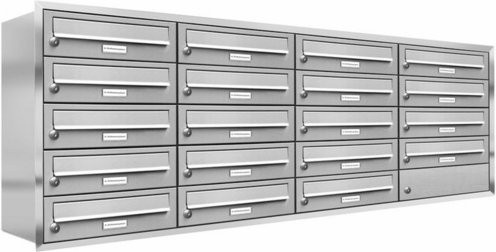 AL Briefkasten-System für 19 Parteien zur Unterputzmontage, silberfarben, B/H/T: 153,524 x 52 x 61,5 x 27,5 cm - Bild 1