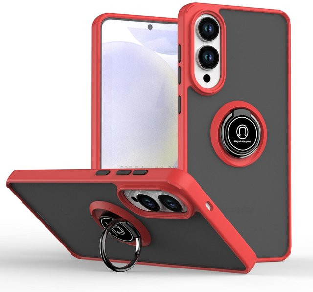 Armor Matte Schutzhülle für Samsung Galaxy S25 S24 S23 S22 S21 S20 Note 20 Ultra Plus mit magnetischem Ringständer in Rot - Bild 1