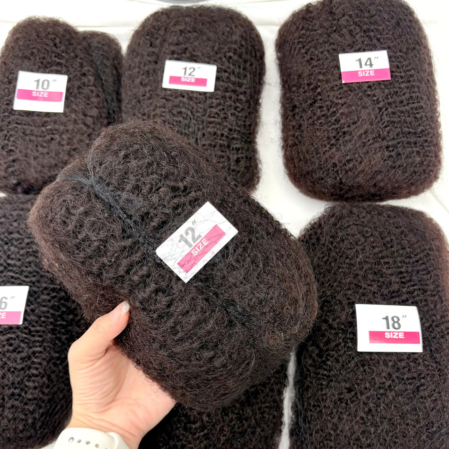 MISHELL Afro Kinky Bulk Echthaar-Extensions, Brasilianisches Remy-Haar, 10-18 Zoll - Bild 6