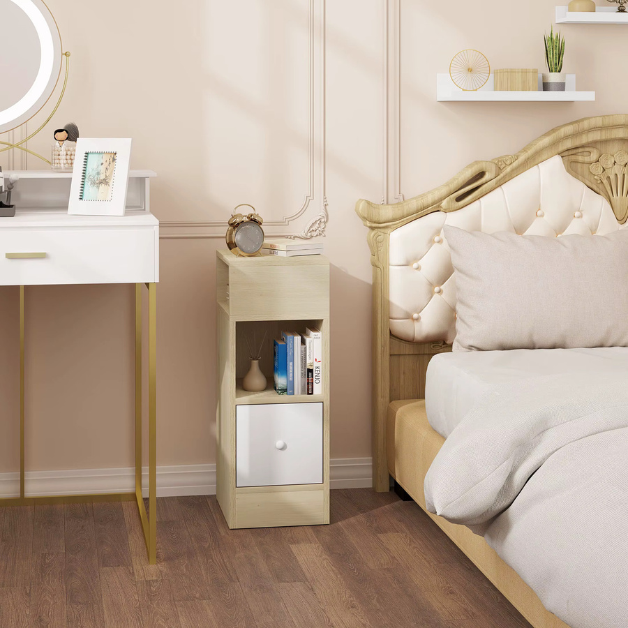EUGAD 2-teiliger Nachttisch für das Schlafzimmer in Grau mit 2 offenen Regalen und 1 Schublade, H x B x T: 66 x 25 x 30 cm - Bild 3