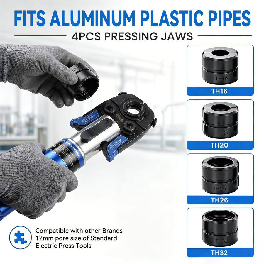 Podofo Pressbacken-Zubehörset TH16 20 26 32 aus gehärtetem Stahl in Schwarz für professionelle Rohrpressarbeiten an Aluminium-Kunststoff-PEX-PB-Rohren - Bild 6
