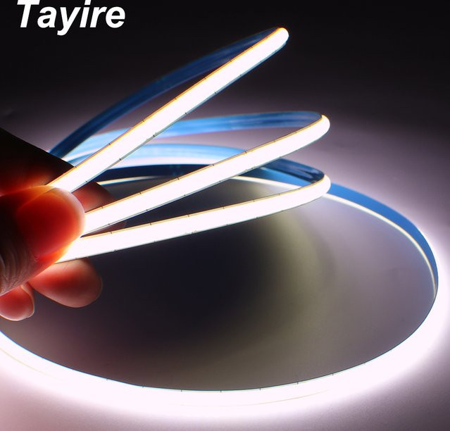 Tayire COB-LED-Streifen Weiß, 5 mm dünn, 12 V, 400 LEDs/m, flexibler und selbstklebender Lichtstreifen für deine Dekorbeleuchtung - Bild 1
