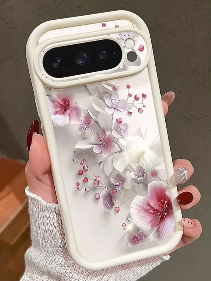 Stoßfeste TPU-Handyhülle mit Pfirsichblüten-Muster für Google Pixel 10 9 8 7 Pro XL 7A 8A 9A in Blau - Bild 3