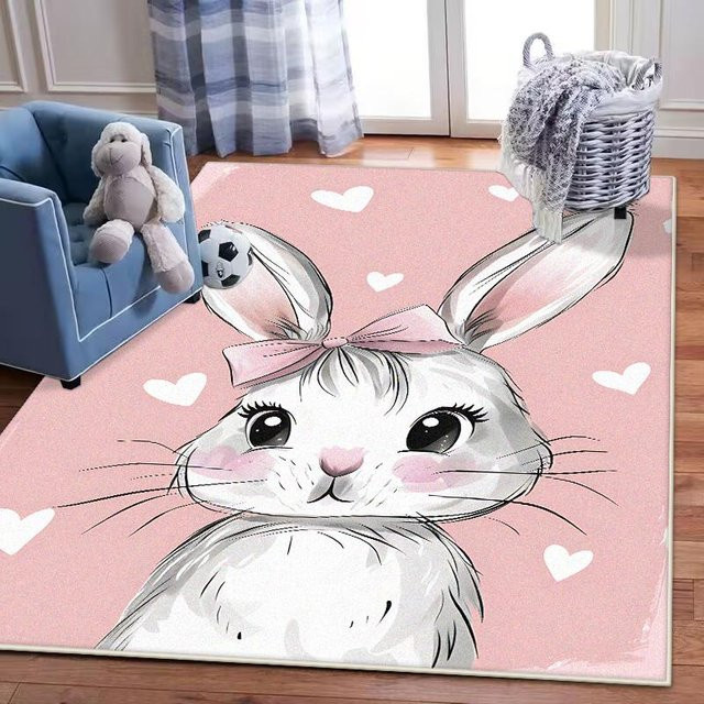 Karpetti Kinderteppich mit Tiermotiv, Waschbare Krabbelmatte für das Kinderzimmer und Wohnzimmer, Farbe: Pink, B/T: 60 x 90 cm - Bild 1