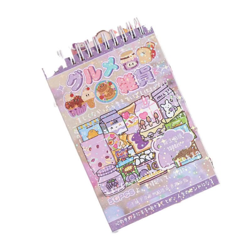 50-teiliges Spiral-Aufkleberalbum im japanischen Stil für Tagebuch und Handarbeit, Mehrfarbig - Bild 2