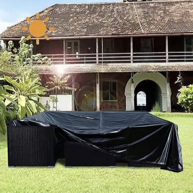 Wasserdichte Schutzhülle für Gartenmöbel aus schwarzem PVC für Terrassentische und Stühle mit Belüftung - Bild 1