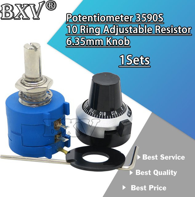 BXV Präzisions-Multiturn-Potentiometer Set 3590S mit 10 Ringen und Drehzähler-Zifferblatt sowie 6,35mm Knopf - Bild 1