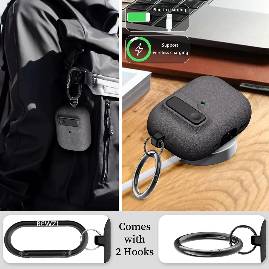 Schutzhülle für Apple AirPods Pro 2 mit magnetischem Pop-open-Deckel und Drucktastenschalter in Grün - Bild 2