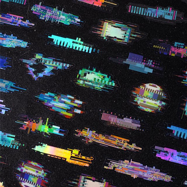 20 Stück Noise Space Serie Vintage Cyberpunk Mosaik-Landschaft PET-Aufkleber für kreatives DIY Journaling in Multicolour - Bild 1