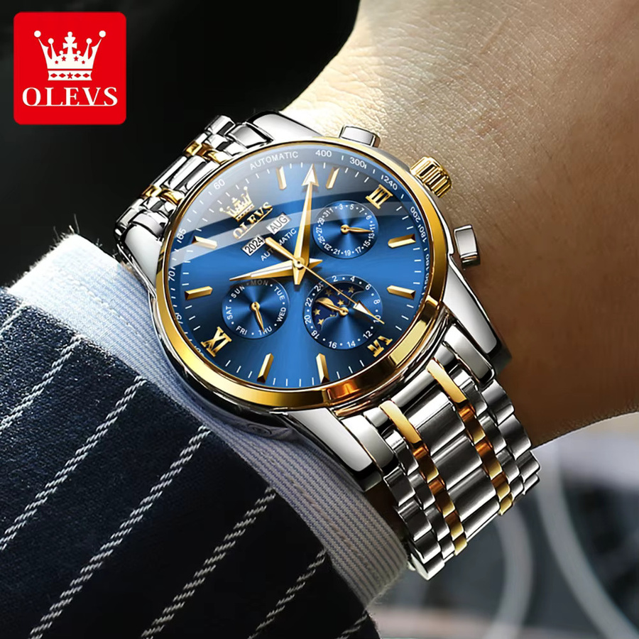 OLEVS Armbanduhr, Automatik, Edelstahl, Schwarz, Herren - Bild 2