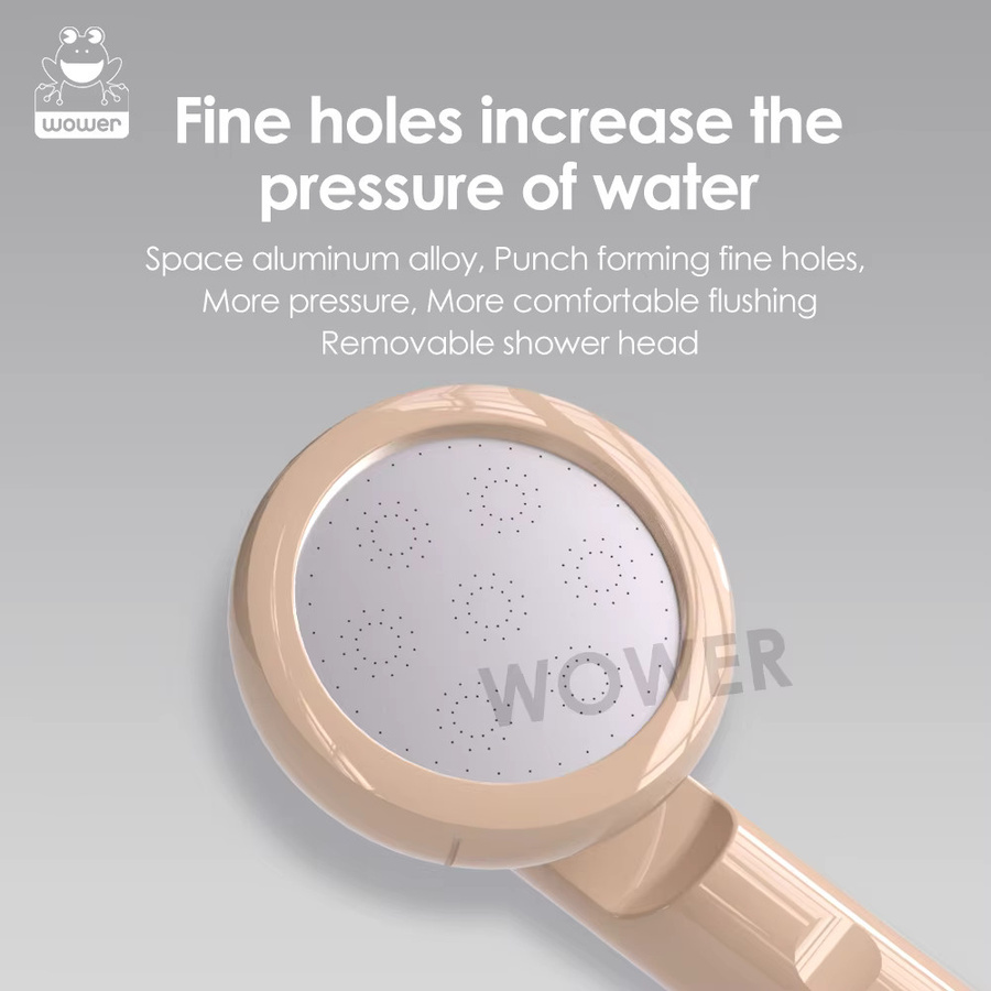 WOWER Tragbare Elektrische Dusche IPX8 Wasserdicht mit 2M Schlauch und 2200mAh Akku, Beige - Bild 2