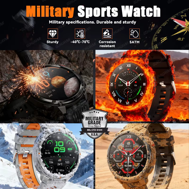 GUHUAVMI Smartwatch, Schwarz, Edelstahl, GPS, 5 ATM, Unisex - Bild 6