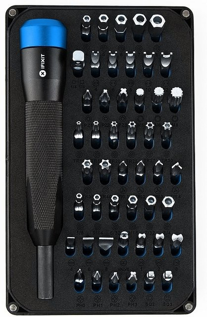 iFixit Mahi Kit Präzisions-Bit-Set mit 48 Bits und 1/4'' Driver in Schwarz und Blau aus Aluminium - Bild 2