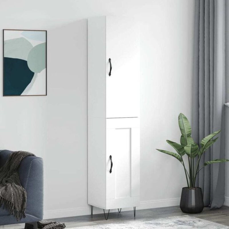 Vidaxl Highboard Modern Weiß aus Holzwerkstoff und Metall B/T/H: 34,5 x 34 x 180 cm - Bild 1
