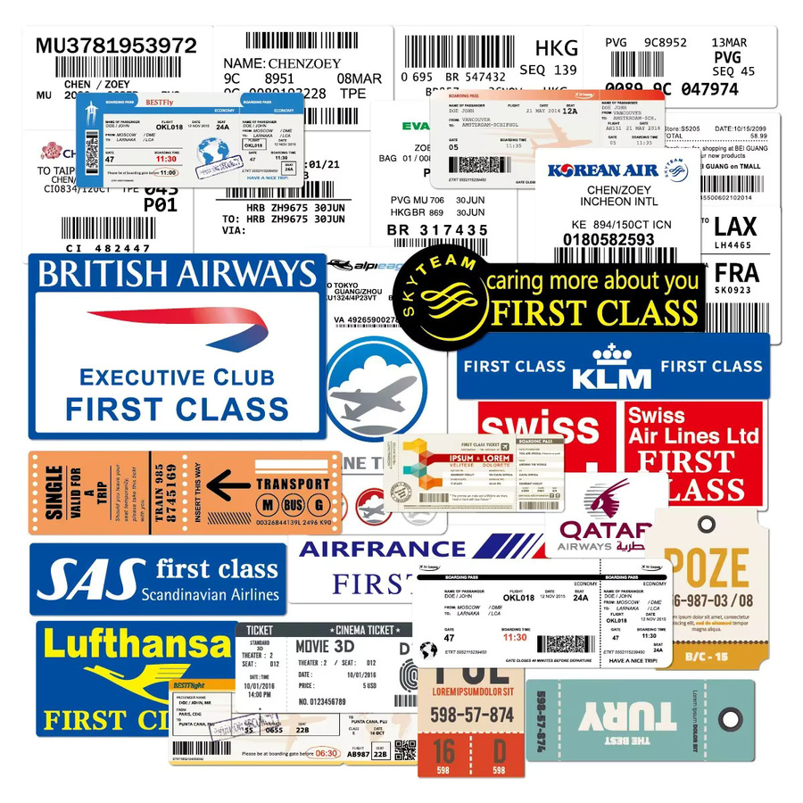 GOGOTU Flugticket- und Bordkarten-Aufkleber, Graffiti-Motiv, 30-teiliges Set - Bild 2