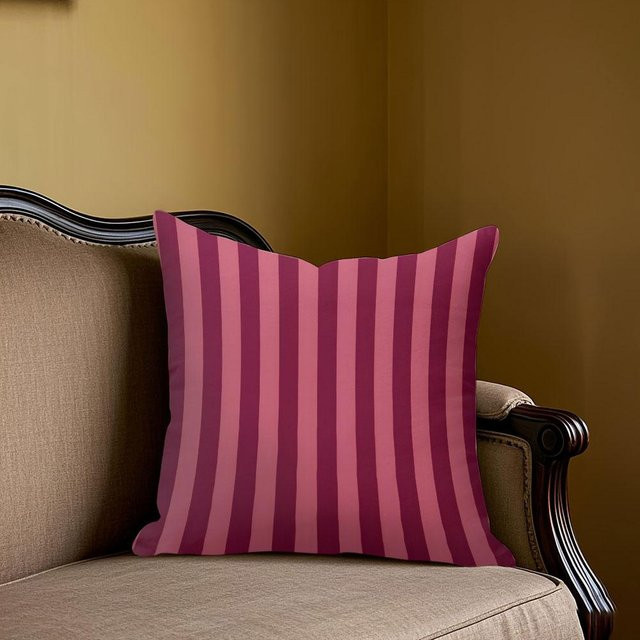 Potdemiel Jacquard-Kissenhülle mit Bordeaux-Rosen-Streifen, quadratisch, Farbe: Pink, B/T/H: 40 x 40 x 0 cm - Bild 1