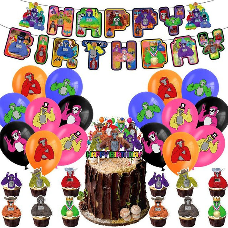 Skyfree Gorilla Tag VR Party-Dekorationsset für Kinder mit Banner, Luftballons und Cake Topper in Mehrfarbig - Bild 1